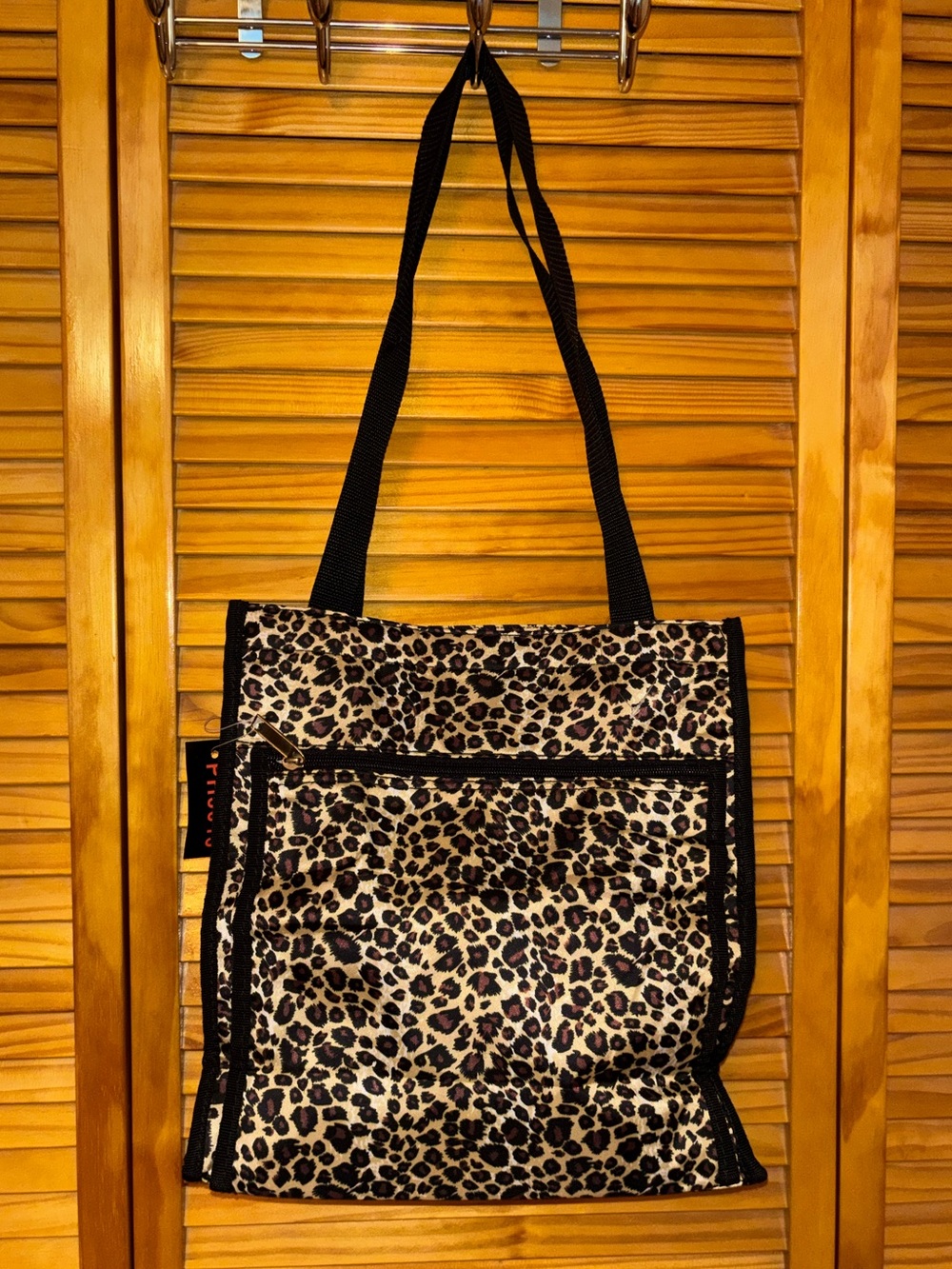 Leopard Print Canvas Tote Bag - Brown/Black - Picture 2 of 3